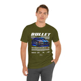 Bullet Blue Street Racing Artwork Unisex Heavy Cotton Tee High Performance Inspired Graphic Shirt For Car Lovers And Urban Streetwear Fans