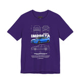 Blue Rally Inspired Performance Sedan Artwork Unisex Heavy Cotton Tee High Speed Streetwear Graphic Shirt For Car Enthusiasts And Automotive Art Lovers