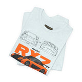 Orange Retro JDM Inspired Sports Coupe Blueprint Unisex Heavy Cotton Tee Street Racing Art Shirt for Car Lovers Daily Wear