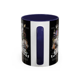Sadness Statue Accent Coffee Mug 11oz 15oz Two Tone Ceramic Gothic Art Cup with Butterfly and Flame Design