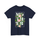 Mother Floral Design Unisex Heavy Cotton Tee Comfortable T Shirt Botanical Typography Graphic Streetwear Gift For Mom Mother’s Day Birthday Casual Everyday Wear