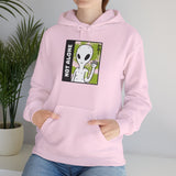 Unisex Not Alone Alien Hoodie UFO Graphic Pullover Sweatshirt Cartoon Extraterrestrial Sci Fi Space Themed Conspiracy Inspired Paranormal Streetwear