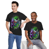 Vibrant Comic-Symbiotic Madness Unisex Heavy Cotton Tee Bold Gothic Streetwear Dark Psychological Art Design Intense Graphic Statement Shirt for Visionaries and Creators