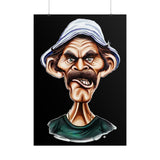 Grumpy Street Legend Poster Bold Comic Art Print Expressive Urban Character Artwork Vibrant Caricature Design Perfect for Bedroom, Studio, or Office Wall Décor Gift for Art Lovers and Street Culture Fans
