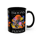 Blooms Person Accent Coffee Mug 11oz 15oz Abstract Floral Head Artistic Colorful Modern Creative Design Black White Ceramic Tea Cup Streetwear Inspired Artistic Fashion Drinkware