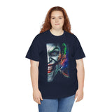 Jocker Split Insanity Unisex Heavy Cotton Tee Bold Gothic Streetwear Dark Psychological Art Design Statement Shirt for Fearless Thinkers and Risk Lovers
