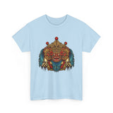 Unisex Balinese Barong Mask Graphic T Shirt Mythical Cultural Warrior Spirit Inspired Tee Tribal Festival Art Streetwear Heavy Cotton Top