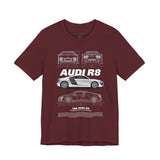White Mid Engine Sports Coupe Blueprint Artwork Unisex Heavy Cotton Tee High Performance Inspired Streetwear Graphic Shirt For Car Enthusiasts And Automotive Art Fans