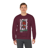 Love Fake Friendship Rose Crewneck Comfortable Unisex Sweatshirt Bold Graphic Streetwear Pullover Empowering Artistic Floral Design For Self Expression Perfect Gift For Friends Birthdays Cozy Days...