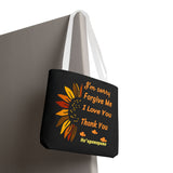 Sunflower Ho'oponopono Tote Bag Hawaiian Healing Prayer Design Spiritual Positivity Canvas Bag Mindfulness Reusable Durable Eco Friendly Shopping Tote