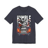Unisex Jersey Short Sleeve Tee Humble Angel Statue Graphic Streetwear Fire Print T Shirt Bold Motivational Urban Fashion Outfit