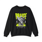 Praise Angel Statue Graphic Unisex Heavy Blend Crewneck Sweatshirt Gothic Spiritual Streetwear Pullover