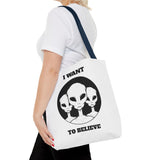 I Want To Believe Alien Tote Bag Sci Fi UFO Extraterrestrial Design Canvas Bag Space Mystery Reusable Eco Friendly Durable Shopping Travel Tote