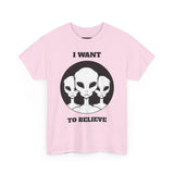 I Want To Believe Alien Unisex T Shirt Vintage UFO Graphic Tee Extraterrestrial Space Themed Sci Fi Paranormal Conspiracy Inspired Streetwear Top