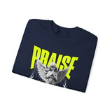 Praise Angel Statue Graphic Unisex Heavy Blend Crewneck Sweatshirt Gothic Spiritual Streetwear Pullover