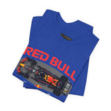 Formula One Style Open Wheel Racing Car Overhead Graphic Unisex Tee Motorsport Performance Streetwear Inspired By Red Bull Racing Colors High Speed Track Culture Design For Racing Fans