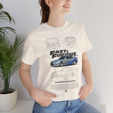 Silver Blue Street Racing Artwork Unisex Heavy Cotton Tee High Performance Inspired Graphic Shirt For Car Lovers And Urban Streetwear Fans