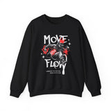 Move With Flow Breakdance Graphic Unisex Heavy Blend Crewneck Sweatshirt Hip Hop Streetwear Dance Rhythm Pullover