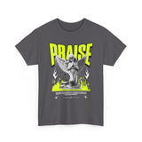 Praise Angel Statue Graphic Unisex Heavy Cotton Tee Spiritual Gothic Streetwear T-Shirt