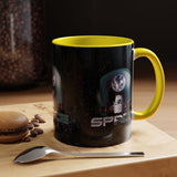 Space Galaxy Accent Coffee Mug 11oz 15oz Astronaut Spacecraft Earth Black Two Tone Ceramic Cup Gift for Space Lovers