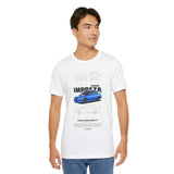 Blue Rally Inspired Performance Sedan Artwork Unisex Heavy Cotton Tee High Speed Streetwear Graphic Shirt For Car Enthusiasts And Automotive Art Lovers