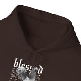 Blessed Angel Statue Graphic Unisex Heavy Blend Hooded Sweatshirt Gothic Streetwear Aesthetic Spiritual Bold Artistic Fashion Hoodie