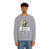 Bloom Stronger Floral Graphic Crewneck Comfortable Unisex Sweatshirt Motivational Streetwear Inspirational Empowerment Design for Self Growth Resilience Perfect Gift for Friends Birthdays Cozy Days...