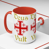 Deus Vult Accent Coffee Mug 11oz 15oz Red Cross Knight Crusader Ceramic Cup Bold Medieval Design Christian Symbol Faith Inspired Coffee Tea Gift Drinkware