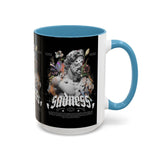 Sadness Statue Accent Coffee Mug 11oz 15oz Two Tone Ceramic Gothic Art Cup with Butterfly and Flame Design