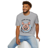 Laughing Pig Fun Cartoon Unisex Heavy Cotton Tee Trendy Humor Streetwear Graphic Shirt Perfect Gift for Friends Birthdays Casual Wear
