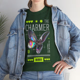 The Charmer Unisex Heavy Cotton Tee Futuristic Butterfly Graphic Streetwear Neon Cyber Aesthetic Artistic Fashion Statement T Shirt