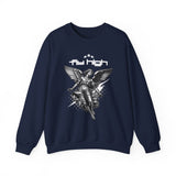 Fly High Angel Design Unisex Heavy Blend Crewneck Sweatshirt Guardian Spirit Angel Wings Spiritual Streetwear Pullover