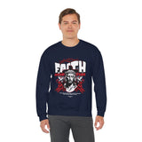 Faith Over Fear Jesus Crown Of Thorns Unisex Heavy Blend Crewneck Sweatshirt Christian Graphic Bold Religious Streetwear Motivational Bible Verse Pullover