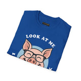 Laughing Pig Fun Cartoon Unisex Heavy Cotton Tee Trendy Humor Streetwear Graphic Shirt Perfect Gift for Friends Birthdays Casual Wear