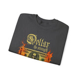 Dollar The Strength Burning Money Legacy Unisex Heavy Blend Crewneck Sweatshirt Gothic Flames Graphic Bold Motivational Streetwear Pullover