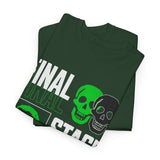 Final Stage Unisex Heavy Cotton Tee Graphic Black T Shirt Skull Neon Green Streetwear Futuristic Cyberpunk Bold Artistic Fashion Outfit