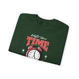 Waste Your Time Unisex Heavy Blend Crewneck Sweatshirt Graphic Pullover Black Motivational Hustle Money Clock Streetwear Bold Entrepreneur Mindset Fashion Outfit