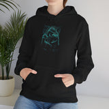 Prehistoric Thunder Heavy Blend™ Unisex Hoodie Neon Raptor Storm Glow Design Bold Electric Blue Streetwear For Adventurers Dreamers And Retro Lovers