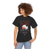 Landscape Unisex Heavy Cotton Tee Graphic T Shirt Black Nature Inspired Abstract Mountain Design Modern Streetwear Outdoor Adventure Artistic Fashion Outfit