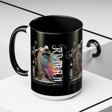 Sculptural Future Statue Art Accent Coffee Mug 11oz 15oz Greek Goddess Cosmic Abstract Splash Bold Artistic Streetwear Ceramic Cup