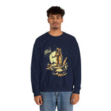 Lunar Legacy Astronaut Art Unisex Heavy Blend Crewneck Sweatshirt Bold Space Exploration Graphic Streetwear Pullover Premium Cosmic Design Soft Fleece Warm Comfortable Everyday Wear Perfect Gift for...