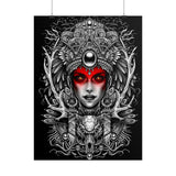 Mystic Warrior Goddess Poster Museum-Quality Wall Art Print Sacred Feminine Energy Gothic Tribal Line Design Perfect for Home Decor Studios Meditation Corners and Art Lovers