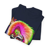 Calavera Punk Skull Unisex Heavy Cotton Tee Neon Gothic Streetwear T-Shirt Bold Rock Rebel Design For Punk Festivals Halloween Concerts Tattoo Lovers And Alternative Fashion