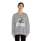 Bloom Stronger Floral Graphic Crewneck Comfortable Unisex Sweatshirt Motivational Streetwear Inspirational Empowerment Design for Self Growth Resilience Perfect Gift for Friends Birthdays Cozy Days...