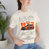 Orange Retro JDM Inspired Sports Coupe Blueprint Unisex Heavy Cotton Tee Street Racing Art Shirt for Car Lovers Daily Wear