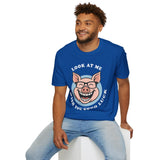 Laughing Pig Fun Cartoon Unisex Heavy Cotton Tee Trendy Humor Streetwear Graphic Shirt Perfect Gift for Friends Birthdays Casual Wear