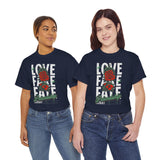 Love Fake Friendship Rose Graphic Unisex Heavy Cotton Tee Bold Statement Streetwear T Shirt Empowering Artistic Floral Design for Self Expression Perfect Gift for Friends Birthdays Parties Casual Wear