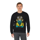 Toxic Genius Neon Gas Mask Skull Unisex Heavy Blend Crewneck Sweatshirt Bold Cyberpunk Streetwear Fashion For Artists Rebels Gamers And Visionaries With Futuristic Neon Glow Design