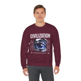Civilization Eye Of Memory Graphic Unisex Heavy Blend Crewneck Sweatshirt Futuristic Visionary Streetwear Abstract Blue Eye Pullover