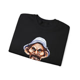 Grumpy Street Legend Sweatshirt Bold Unisex Crewneck Funny Caricature Graphic Design Cozy Retro Urban Style Perfect Gift for Streetwear Fans, Artists, and Humor Lovers